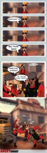 Rating: Safe Score: 0 Tags: comic demoman_(team_fortress_2) dialogue e621 eightysix engineer_(team_fortress_2) english_text group hi_res human humor male mammal military not_furry soldier soldier_(team_fortress_2) source_request speech_bubble team_fortress_2 text valve valve_corporation warrior User: bunchy7s
