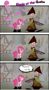 Rating: Safe Score: 0 Tags: alfredofroylan2 comic crossover disappointed e621 earth_pony equid equine female feral for_a_head friendship_is_magic fur great_knife_(silent_hill) hasbro hi_res horse humanoid konami laugh mammal monster monstrous_humanoid my_little_pony object_head pink_body pink_fur pinkie_pie_(mlp) pony pyramid_head quadruped silent_hill tail User: bunchy7s