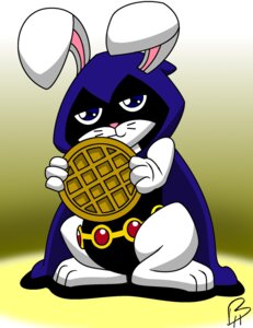 Rating: Safe Score: 0 Tags: bunny_raven cartoon_network clothed clothing dc_comics e621 female food fur hi_res holding_food holding_object lagomorph leporid mammal ninjjambbong rabbit raven_(dc) smile solo teen_titans teen_titans_(television_series) waffle white_body white_fur User: bunchy7s