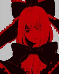Rating: Safe Score: 0 Tags: 4:5 accessory bow_(feature) bow_accessory bow_ribbon bust_portrait chikage_(kinokodou) e621 female frilly hair_accessory hair_bow hair_ribbon hina_kagiyama monochrome not_furry portrait ribbons solo touhou User: bunchy7s