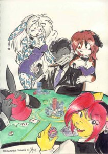 Rating: Safe Score: 0 Tags: 5_fingers ace_of_hearts ace_of_spades breasts canid canine canis card card_game card_hand casino cigar cleavage clock clothed clothing diamonds_(suit) domestic_dog dress e621 female fingers front_view gaming group heart_symbol hearts_(suit) hi_res holding_card holding_object holding_poker_chip j3t lagomorph leporid male mammal marble_(character) murid murine pimp playing_card poker poker_chip poker_table rabbit raganzi raquel_(j3t) rat rear_view rodent royal_straight shandel smoking spades_(suit) stack straight_(poker_hand) suit_symbol three_of_diamonds watch wristwatch User: bunchy7s