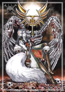 Rating: Questionable Score: 0 Tags: amiral_aesir anthro armor biped blood bodily_fluids bone canid canine chair clothing cloud crest_(heraldry) e621 female fox fur furniture gore grey_hair hair hi_res kitsune_daji mammal red_eyes rib_cage sitting skull sky solo sun symbol tail throne uniform white_body white_fur User: bunchy7s