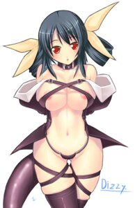Rating: Questionable Score: 0 Tags: 1girls :o areolae blue_hair blush bow breasts collar dizzy_(guilty_gear) female guilty_gear hairbow huge_breasts midriff navel no_bra open_mouth red_eyes rule34 solo tail thigh_gap thighhighs User: bunchy7s
