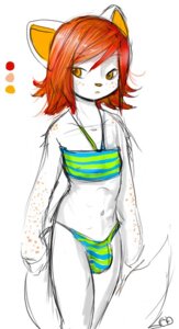 Rating: Questionable Score: 0 Tags: adolescent amber_eyes anthro biped bulge clothed clothing crossdressing e621 femboy fox_tail freckled_shoulders freckles fur hair male mammal mono_(monoth) pattern_clothing pattern_swimwear red_hair short_hair skimpy solo speedo spots standing striped_clothing striped_swimwear stripes swimwear tail unknown_artist unknown_species white_body white_fur young young_anthro young_male User: bunchy7s