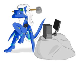 Rating: Safe Score: 0 Tags: ambiguous_gender angry anthro computer dragon e621 electronics funny_post_number hair hammer kobanal long_hair low_res monitor mythological_creature mythological_scalie mythology reaction_image scalie simple_background solo tail tools unknown_artist white_background white_hair User: bunchy7s
