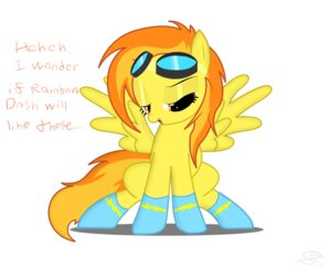 Rating: Safe Score: 0 Tags: 2011 bedroom_eyes clothing dialogue e621 english_text equid equine eyewear feathered_wings feathers female feral footwear friendship_is_magic glistening_eyelids goggles hair half-closed_eyes hasbro hi_res legwear mammal multicolored_hair my_little_pony mythological_creature mythological_equine mythology narrowed_eyes pegasus quadruped seductive simple_background socks solo spitfire_(mlp) spitshy tail text white_background wings wonderbolts_(mlp) yellow_body yellow_feathers User: bunchy7s