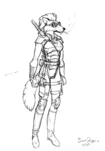Rating: Safe Score: 0 Tags: anthro armor black_and_white canid canine canis cigarette e621 erin_(thejadedkitsune) eyewear female goggles gun handgun katana mammal melee_weapon monochrome pistol ranged_weapon scott_ruggels sketch smoking solo sword tail weapon wolf User: bunchy7s