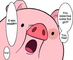 Rating: Safe Score: 0 Tags: ambiguous_form bald black_eyes close-up dialogue disney domestic_pig e621 english_text exclamation_point gravity_falls male mammal on_model open_mouth pink_body pink_nose pink_skin question_mark simple_background solo speech_bubble suid suine sus_(pig) text tongue toony unknown_artist waddles_(gravity_falls) white_background User: bunchy7s