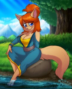 Rating: Safe Score: 0 Tags: 2013 3_toes anthro bare_shoulders barefoot bent_arm bent_leg biped blue_eyes blue_water blush breasts brown_body brown_fur brown_nose cleavage clothed clothing creek detailed_background domestic_cat dress dust:_an_elysian_tail e621 extended_arm extended_leg eyebrows eyelashes feet felid feline felis female fluffy fluffy_tail foot_in_water forest fur ginger_(elysian_tail) hair hand_behind_back hand_on_knee hand_on_leg hand_on_own_knee hand_on_own_leg holding_knee holding_leg legs_over_edge mammal mountain nature on_rock orange_hair outside outstretched_leg over_edge partially_submerged plant rock seththedragon signature sitting smile solo tail tail_over_edge text toes tree water wide_hips User: bunchy7s