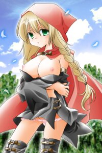 Rating: Questionable Score: 0 Tags: 1girls areolae artist_request big_breasts blonde_hair braid breasts crossed_arms detached_sleeves dress dress_pull female female_only green_eyes hood little_red_riding_hood long_hair nipples panties panties_down pink_panties pointy_chin rule34 solo standing tagme thighhighs User: bunchy7s