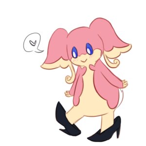 Rating: Safe Score: 0 Tags: 1:1 ambiguous_gender audino blue_eyes blue_sclera blush clothing e621 footwear generation_5_pokemon heart_symbol high_heels loose_footwear low_res nintendo pink_body pokemon pokemon_(species) pumps shoe_dangle shoes simple_background smile solo speech_bubble unknown_artist white_background User: bunchy7s