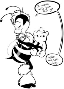 Rating: Safe Score: 0 Tags: antennae_(anatomy) arthropod bee beeee black_and_white e621 eyewear female food goggles honey_(food) honey_bear_bottle hymenopteran insect monochrome simple_background solo the_truth white_background User: bunchy7s