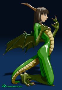 Rating: Safe Score: 0 Tags: bent_arm bent_legs breasts brown_hair butt claws clothing costume dragon e621 female gradient_background green_body hair horn horned_humanoid human humanoid kemono_inukai kneeling latex looking_at_self mammal membrane_(anatomy) membranous_wings mythological_creature mythological_scalie mythology nude scalie shadow side_boob side_view signature simple_background slim solo surprised tail tailed_humanoid transformation wings User: bunchy7s
