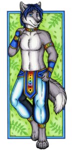 Rating: Safe Score: 0 Tags: 4_toes abstract_background anthro barefoot blue_eyes canid canine canis claws clothed clothing digitigrade e621 feet kalika kalika-tybera male mammal pose rainbow simple_background smile solo tail toes topless wolf User: bunchy7s