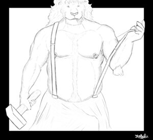 Rating: Questionable Score: 0 Tags: anthro belly bulge e621 felid fur lion lionerz male mammal monochrome muscular muscular_anthro muscular_male pantherine solo worker User: bunchy7s