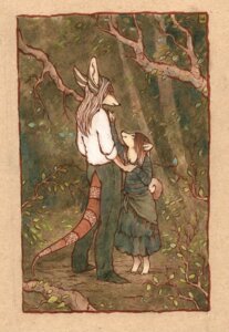 Rating: Safe Score: 0 Tags: annoyed anthro canid canine canis detailed_background domestic_dog duo e621 fabian female forest juel louvelex male mammal nature outside plant size_difference tail tree wood User: bunchy7s