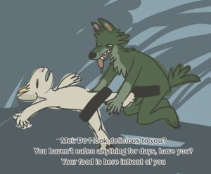 Rating: Explicit Score: 0 Tags: anthro bovid canid canine canis caprine censor_bar censored dialogue duo e621 english_text gabu goat horn lock-wolf lying male male/male mammal mei_(one_stormy_night) one_stormy_night text tongue tongue_out wolf User: bunchy7s