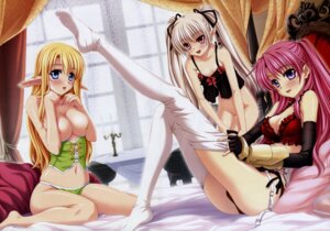 Rating: Explicit Score: 0 Tags: 3girls barefoot bed blonde_hair blush bow bra breasts cleavage corset crin elbow_gloves elf fata feet female flat_chest garter_straps highres kannatsuki_noboru leg_up legs lingerie long_hair long_legs maou_to_odore!_ii marie_grenoble midriff multiple_females multiple_girls nipples no_panties no_shoes panties pink_hair pointy_ears rule34 soles thighhighs thighs tied_hair twintails underwear undressing white_hair white_legwear User: bunchy7s