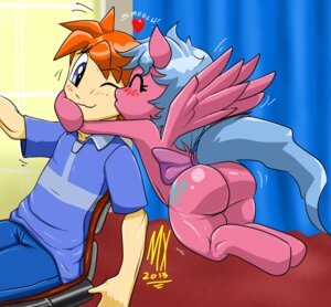Rating: Questionable Score: 0 Tags: big_butt blue_eyes blush butt cutie_mark danny_williams duo e621 equid equine eyes_closed feathered_wings feathers female firefly_(pre-g4) hasbro heart_symbol human kissing male mammal mlp_g1 monkeyxflash my_little_pony my_little_pony_'n_friends mythological_creature mythological_equine mythology pegasus pink_body pink_feathers pre-g4 tail wings User: bunchy7s