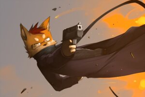 Rating: Safe Score: 0 Tags: 3:2 action_pose anthro black_nose canid canine canis clothing coat countershading domestic_dog e621 explosion eyewear frown fur glasses gun hair handgun holding_gun holding_object holding_ranged_weapon holding_weapon looking_at_viewer male mammal orange_body orange_eyes orange_fur pistol pose ranged_weapon red_hair shiba_inu shiranai solo spitz topwear vu06 weapon User: bunchy7s