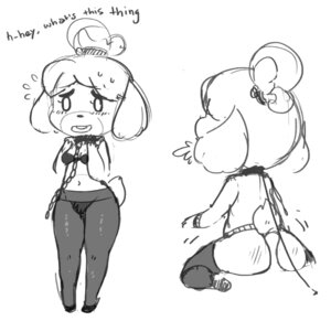 Rating: Explicit Score: 0 Tags: animal_crossing anthro blush bodily_fluids bulge butt canid canine canis collar domestic_dog e621 female gats isabelle_(animal_crossing) mammal monochrome nintendo shih_tzu solo sweat toy_dog User: bunchy7s