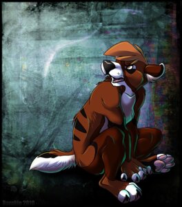 Rating: Safe Score: 0 Tags: angry anthro canid canine canis claws crouching domestic_dog dorito_(pictus) e621 hair male mammal orange_hair paws rarakie red_eyes solo stripes tail User: bunchy7s