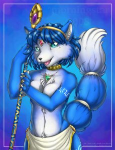 Rating: Questionable Score: 0 Tags: accessory amethyst_(gem) anthro black_nose blue_body blue_fur blue_hair bottomwear breasts canid canine chest_tuft clothed clothing collar covering covering_self dipstick_tail e621 emerald_(gem) female fox fur furgonomics gem gold_(metal) hair hair_accessory hairband jewelry krystal's_staff krystal_(star_fox) loincloth mammal markings melee_weapon morningstar_(artist) multicolored_tail nintendo pendant polearm ruby_(gem) sapphire_(gem) short_hair solo staff star_fox tail tail_accessory tail_markings tailband topless tribal tribal_markings tuft weapon white_body white_fur User: bunchy7s