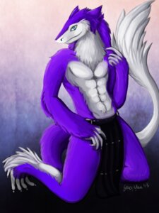 Rating: Questionable Score: 0 Tags: 3:4 anthro archived_source biped bottomwear clothed clothing e621 jasmae kneeling loincloth looking_at_viewer male mammal pietro.sergal restricted_palette sergal signature solo tail topless User: bunchy7s