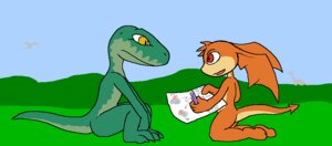 Rating: Safe Score: 0 Tags: ambiguous_gender anthro bandai_namco darkdoomer detailed_background digimon digimon_(species) drawing_(object) duo e621 fission head_wings lizard male membrane_(anatomy) membranous_wings outside patachu patamon reptile scalie sky tail toony unusual_wing_placement wings User: bunchy7s