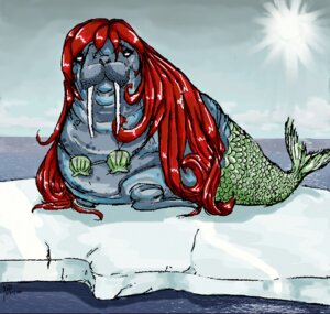 Rating: Safe Score: 0 Tags: aquatic bivalve_shell black_eyes bra clothing e621 female feral grey_body hair ice iceberg khaiire long_hair mammal merfolk mollusk_shell pinniped red_hair seashell_bra shell solo split_form teeth underwear walrus what what_has_science_done User: bunchy7s