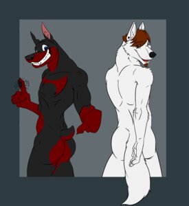 Rating: Questionable Score: 0 Tags: andrew_(dragondrawer) anthro beard black_body black_fur black_nipples black_nose brown_eyes brown_hair butt canid canine canis claws dobermann domestic_dog dragondrawer duo e621 ear_piercing eyebrows facial_hair finger_wag fluffy fluffy_tail fur grey_background hair humanoid_hands linkin linkin_monroe looking_at_viewer looking_back male male/male mammal multicolored_body multicolored_fur nipples nude open_mouth open_smile pecs piercing pinscher pointy_ears presenting presenting_hindquarters prick_ears purple_eyes red_body red_fur short_tail simple_background slim smile standing tail teeth tongue two_tone_body two_tone_fur white_body white_fur wolf User: bunchy7s