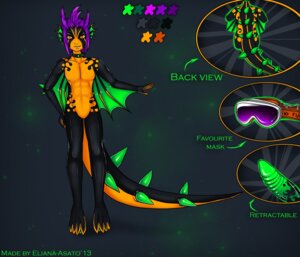 Rating: Explicit Score: 0 Tags: 2013 amphibian anthro dark_body dark_skin e621 eliana-asato english_text fin genitals glowing glowing_genitalia glowing_penis green_penis hair lizard male mask membrane_(anatomy) membranous_wings model_sheet orange_body orange_eyes orange_skin penis purple_hair reptile salamander scalie short_hair solo spines text wings User: bunchy7s