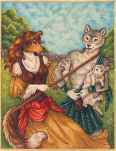Rating: Safe Score: 0 Tags: anthro bottomwear bovid brown_hair canid canine canis caprine carrying_another clothing collie corset crook domestic_dog domestic_sheep dress e621 female fence feral grass great_kilt group hair herding_dog kilt lingerie male mammal outside pastoral_dog plant rough_collie sheep sheepdog shepherd shepherd's_crook sporran stephanie_lynn tail topwear unimpressed wolf User: bunchy7s