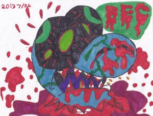 Rating: Questionable Score: 0 Tags: 2013 ambiguous_gender bigeyedcartoon black_eyes blood bodily_fluids creepy death e621 gore logo nightmare_fuel reptile scalie simple_background solo traditional_media_(artwork) white_background User: bunchy7s