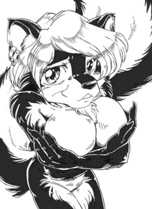 Rating: Questionable Score: 0 Tags: anthro black_and_white breasts chest_tuft covering covering_breasts covering_self e621 female fur holding_breast mammal mephitid monochrome nude self_hug skunk solo tail tuft unknown_artist User: bunchy7s