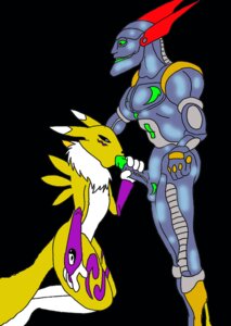 Rating: Explicit Score: 0 Tags: anthro canine color digimon digimon_(species) female fox fur furry interspecies kneeling male megabyte_(reboot) nude reboot renamon robot_boy rule34 side_view standing tagme User: bunchy7s