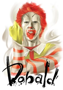 Rating: Safe Score: 0 Tags: absurd_res akita0218 blue_eyes bras_d'honneur character_name clothed clothing detailed e621 fist front_view gesture gloves grandfathered_content hair handwear hi_res human human_only looking_at_viewer male mammal mascot mcdonald's not_furry realistic red_hair ronald_mcdonald short_hair simple_background solo text what white_background white_body white_skin User: bunchy7s