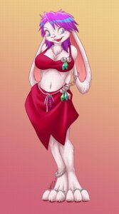 Rating: Safe Score: 0 Tags: 2008 3_toes anklet barefoot big_feet blue_eyes bottomwear breasts chest_tuft clothed clothing digit_ring digitigrade e621 ear_piercing feet female fur gypsi hair hands_behind_back hyhlion jewelry lagomorph leporid long_ears mammal navel paws piercing purple_hair rabbit ring simple_background skimpy skirt solo standing toe_ring toes tuft white_body white_fur User: bunchy7s