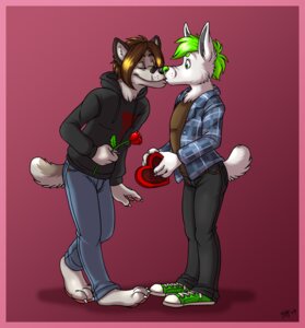 Rating: Safe Score: 0 Tags: alternative_fashion anthro bottomwear brown_hair candy canid canine canis chocolate chuck_taylor_all_stars clothed clothing converse denim denim_bottomwear denim_clothing dessert domestic_dog duo e621 emo eyes_closed flower food footwear fully_clothed fur green_hair green_nose hair heart_symbol holding_flower holding_object inner_ear_fluff jacket jeans kissing male male/male mammal mohawk pants plant romantic romantic_couple rose_(flower) shoes short_hair simple_background sneakers spookaboo tail topwear tuft white_body white_fur User: bunchy7s Rating: Safe Score: 0 Tags: alternative_fashion anthro bottomwear brown_hair candy canid canine canis chocolate chuck_taylor_all_stars clothed clothing converse denim denim_bottomwear denim_clothing dessert domestic_dog duo e621 emo eyes_closed flower food footwear fully_clothed fur green_hair green_nose hair heart_symbol holding_flower holding_object inner_ear_fluff jacket jeans kissing male male/male mammal mohawk pants plant romantic romantic_couple rose_(flower) shoes short_hair simple_background sneakers spookaboo tail topwear tuft white_body white_fur User: bunchy7s