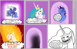 Rating: Safe Score: 0 Tags: angry banishment blue_body blue_feathers blue_hair comic crown cutie_mark dialogue duo e621 english_text equid equine feathered_wings feathers female feral fire friendship_is_magic hair hasbro headgear horn long_hair mammal meme multicolored_hair my_little_pony mythological_creature mythological_equine mythology princess_celestia_(mlp) princess_luna_(mlp) quadruped red_eyes simple_background snowpeak tail text trollface trolling unicorn winged_unicorn wings User: bunchy7s