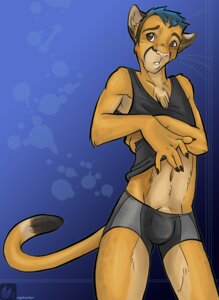 Rating: Questionable Score: 0 Tags: anthro bottomwear bulge clothed clothing cougar digital_media_(artwork) e621 felid feline male mammal shorts shy slim solo tail undressing vagabond_(artist) User: bunchy7s