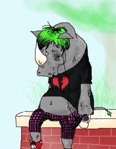 Rating: Safe Score: 0 Tags: alternative_fashion anthro apple_inc. e621 electronics emo francis_(the_worst_unicorn) horn ipod male mammal portable_music_player rhinoceros solo the_worst_unicorn User: bunchy7s