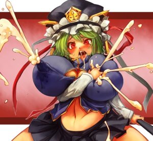 Rating: Questionable Score: 0 Tags: 1girls ahe_gao blush breast_squeeze breasts cleavage_cutout clothing curvy eiki_shiki erect_nipples fan female female_only green_hair hat huge_breasts humanoid lactation lactation_through_clothes long_nipples milk milk_squirt navel nipples nipples_visible_through_clothing open_mouth projectile_lactation red_eyes rule34 sachito saliva saliva_string short_hair skirt solo team_shanghai_alice tongue tongue_out touhou yellow_milk youkai User: bunchy7s