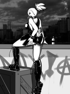 Rating: Questionable Score: 0 Tags: 3:4 alternative_fashion anarchy_symbol anthro avian big_breasts boots box breasts butt clothing container digital_media_(artwork) e621 female footwear full-length_portrait galacticmichi hair hi_res leather monochrome non-mammal_breasts parasitedeath ponytail portrait punk shoes solo spikes User: bunchy7s