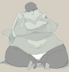 Rating: Questionable Score: 0 Tags: anthro breasts chesnaught cleavage clothed clothing e621 female generation_6_pokemon hand_on_breast hat headgear headwear looking_at_viewer monochrome nintendo overweight overweight_anthro overweight_female panties pokemon pokemon_(species) shamelesss sitting solo underwear User: bunchy7s