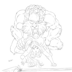 Rating: Explicit Score: 0 Tags: 1:1 all_fours anthro black_and_white braided_hair breasts claws doggystyle duo e621 eye_patch eyewear fangs felid female from_behind_position grillo hair hi_res human human_on_anthro interspecies jewelry league_of_legends male male/female mammal mane melee_weapon monochrome necklace nidalee_(lol) polearm ponytail rengar_(lol) riot_games sex snarling spear teeth tencent weapon User: bunchy7s
