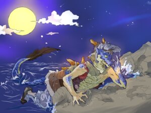 Rating: Safe Score: 0 Tags: 2011 4:3 88po amber_eyes armor body_part_growth capcom claw_growth claws cloud detailed_background dragon e621 growth horn human lagiacrus leviathan_(mh) male mammal mid_transformation monster_hunter moon mythological_creature mythological_scalie mythology night outside rock scale_growth scales scalie sea sky snout solo species_transformation spine star starry_sky tail transformation warrior water User: bunchy7s