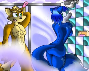 Rating: Questionable Score: 0 Tags: abs anthro blue_body blue_fur blue_hair breasts butt canid canine canon_couple convenient_censorship digital_media_(artwork) dipstick_tail duo e621 female fluffy fluffy_tail fox fox_mccloud fur hair krystal_(star_fox) looking_back male mammal markings multicolored_tail nintendo nude open_mouth rear_view shower shower_head side_boob star_fox steam steam_censorship surprised tail tail_markings virus-20 white_body white_fur User: bunchy7s