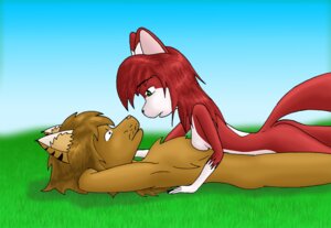 Rating: Questionable Score: 0 Tags: anthro breasts brown_hair butt canid canine canis cuddling domestic_cat duo e621 felid feline felis female fox green_eyes hair hybrid linda_wright male mammal nude red_hair side_boob tail terdburgler wolf User: bunchy7s