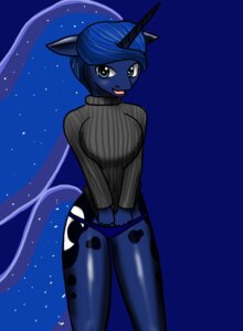 Rating: Questionable Score: 0 Tags: anthro anthrofied biped black_clothing black_sweater black_topwear blue_body blue_eyes blue_fur blue_hair breasts clothing cutie_mark dragodraconis e621 equid equine female friendship_is_magic fur hair hasbro horn long_hair looking_at_viewer mammal my_little_pony mythological_creature mythological_equine mythology open_mouth panties princess_luna_(mlp) smile solo standing sweater topwear underwear unicorn User: bunchy7s